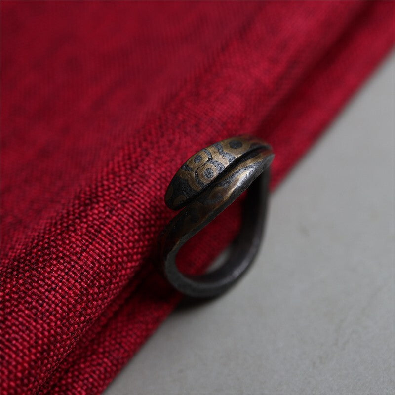 Tibetan Thokcha Iron Coiled Serpent Open Band Ring
