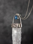 Arch Setting Raw Clear Quartz Aquamarine Sterling Silver Pendant