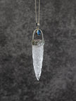 Arch Setting Raw Clear Quartz Aquamarine Sterling Silver Pendant
