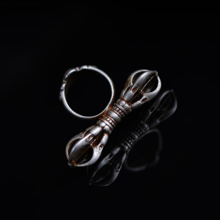 Tibetan Thokcha Vajra Sterling Silver Band Ring