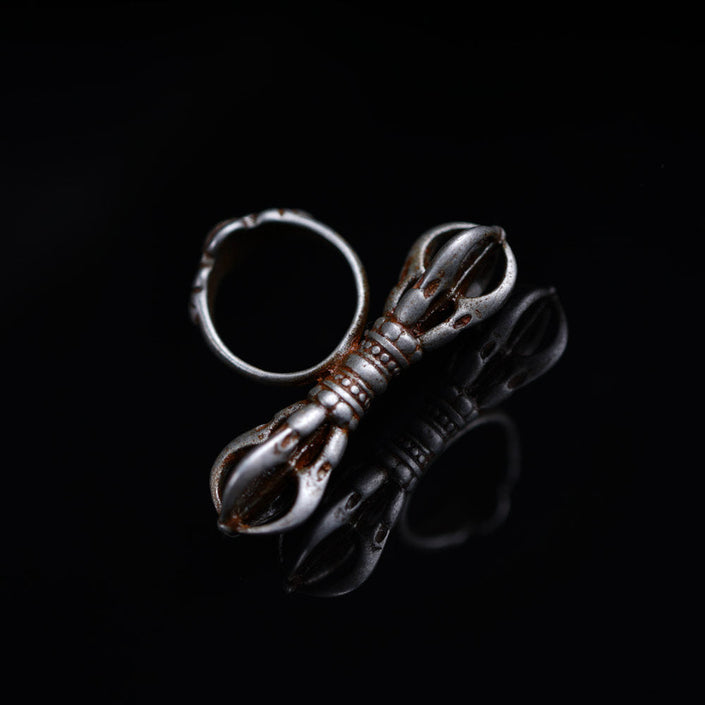 Tibetan Thokcha Vajra Sterling Silver Band Ring