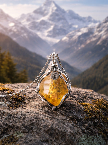 Avalokiteshvara Festival Blessed Citrine Tshakirama Wealth Guardian Necklace - 22 Verified Pieces