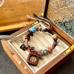 Zakirum Thangka Leather Yak Bone Old Glass Tibetan Cotton Bracelet