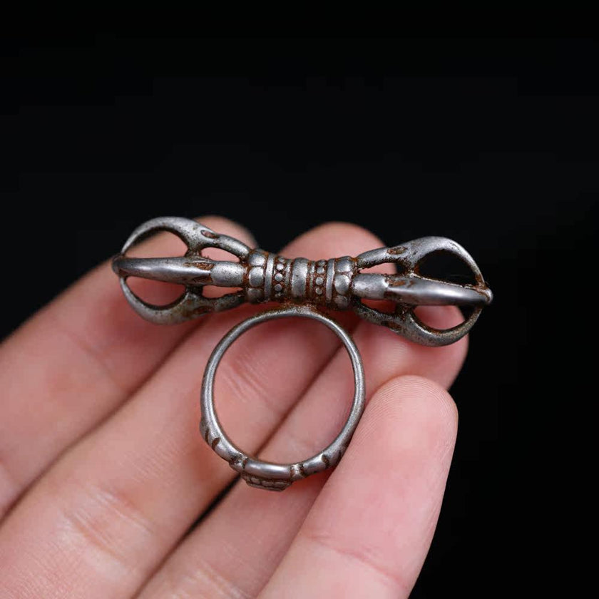 Tibetan Thokcha Vajra Sterling Silver Band Ring