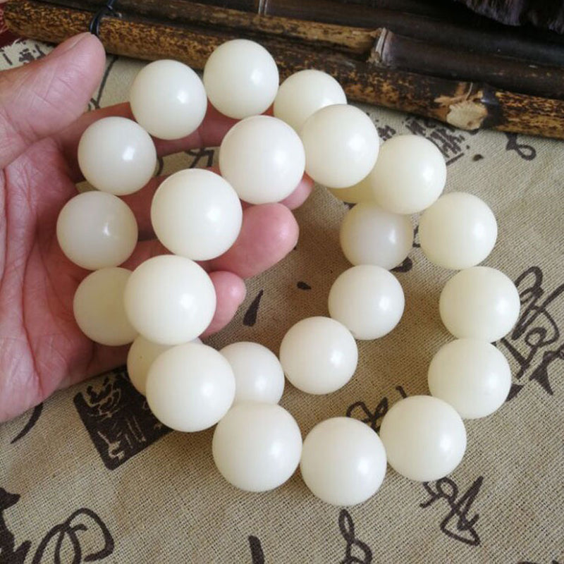 White Jade Round Bead Bodhi Bracelet