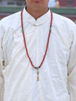 108 Red Agate Copper Mala Necklace