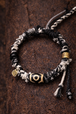Wealth Vision Three-Eye Dzi Bead Tibetan Cord Bracelet