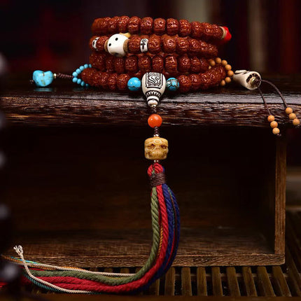 108 Bodhi Seed Mala with Wealth & Luck Tassel for Meditation