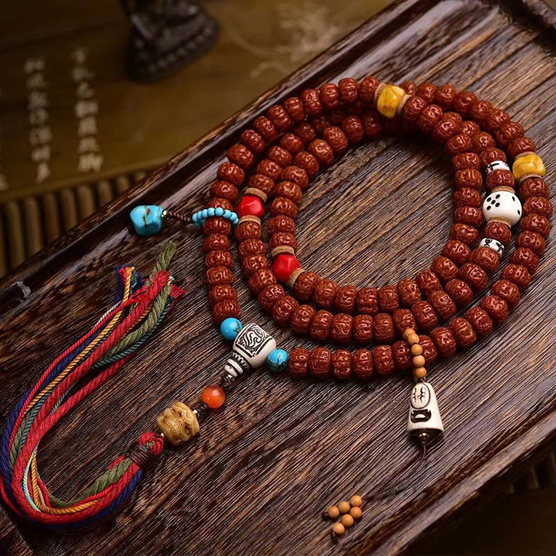 108 Bodhi Seed Mala with Wealth & Luck Tassel for Meditation