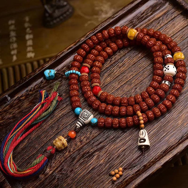108 Bodhi Seed Mala with Wealth & Luck Tassel for Meditation