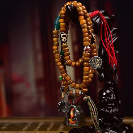 Handmade 108-Bead Camel Bone Mala for Luck & Protection