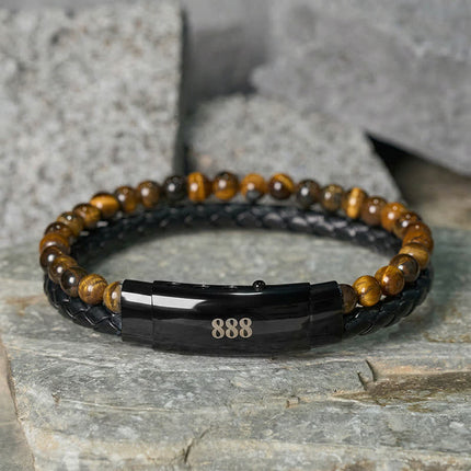 Tiger Eye Angel Numbers Double Wrap Leather Faith Bracelet