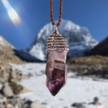 Copper Capped Amethyst Point Pendant Necklace