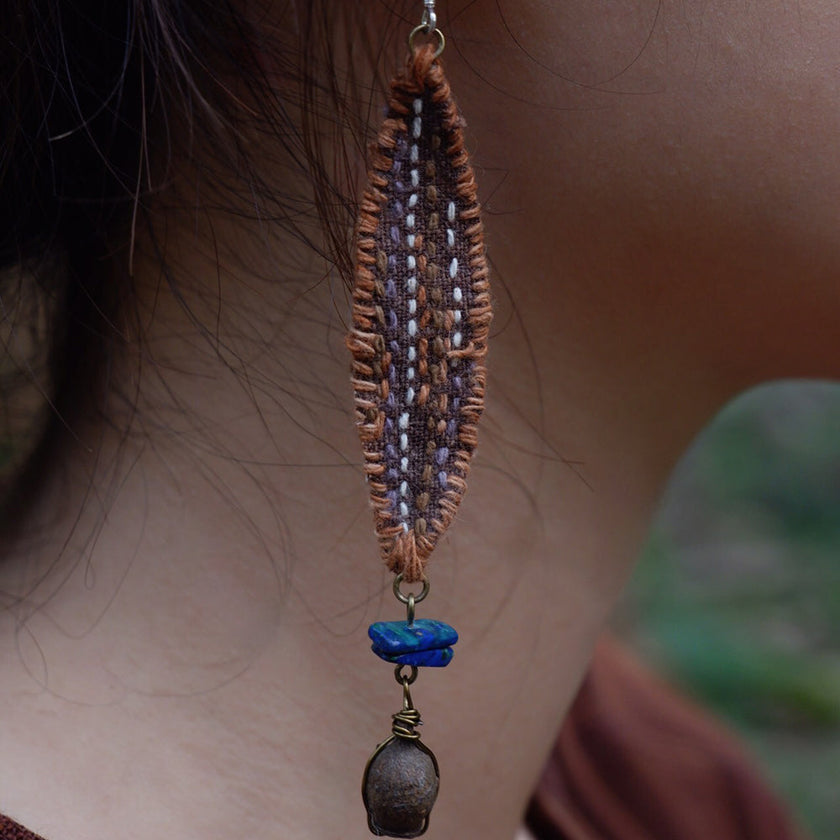 Wealth Embrace Earrings – Lapis Lazuli & Brass