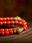 108 Red Agate Copper Mala Necklace