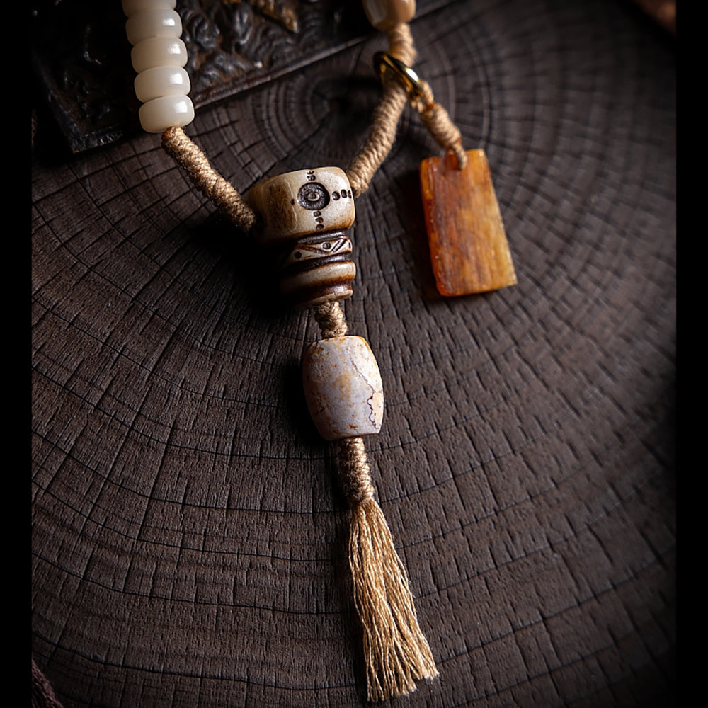 108 Bodhi Seed Yak Bone Agate Mala Bracelet