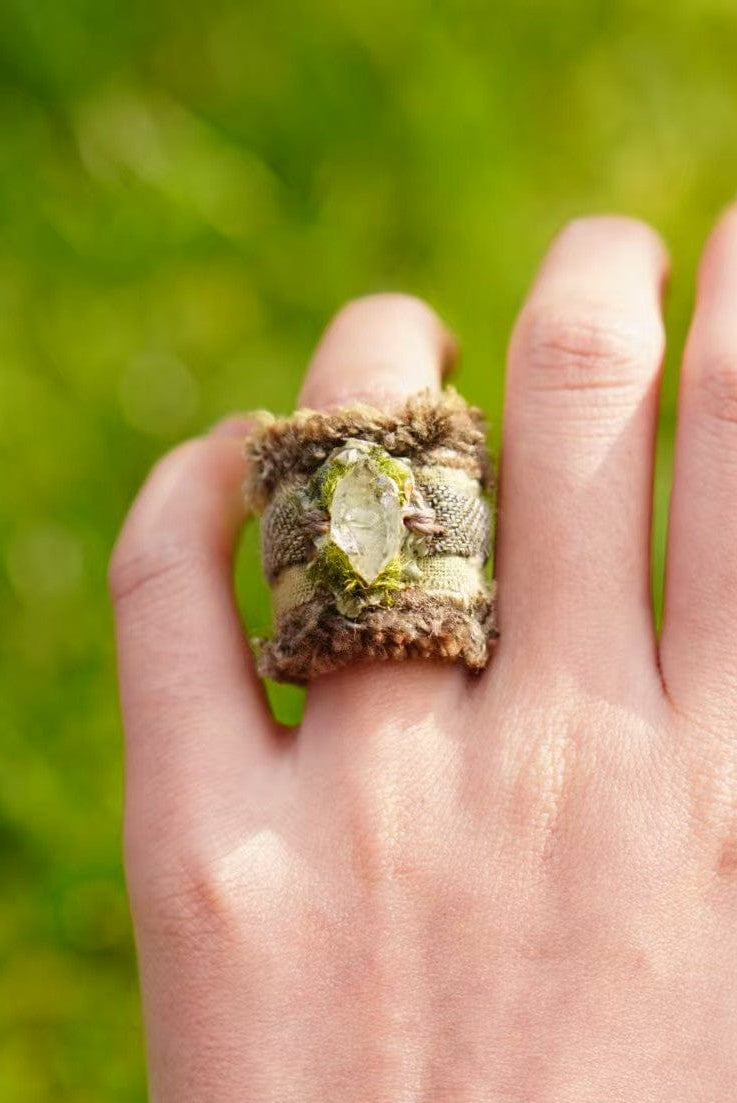 Nature's Embrace Healing Clear Quartz Woven Ring