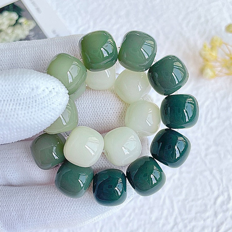 Gradient Green Barrel Bead Bodhi Bracelet