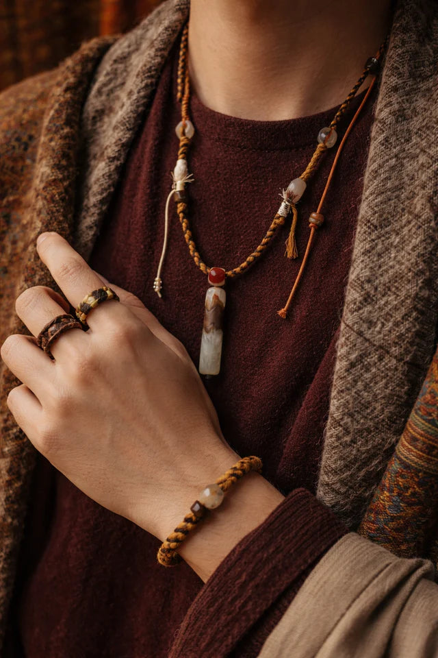 Sacred Bond Tibetan Five-Color Cord Agate Jewelry