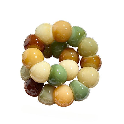 New Colorful Garlic Beads Bodhi Bracelet — Unique Marble Pattern. 14mm. One of a Kind.