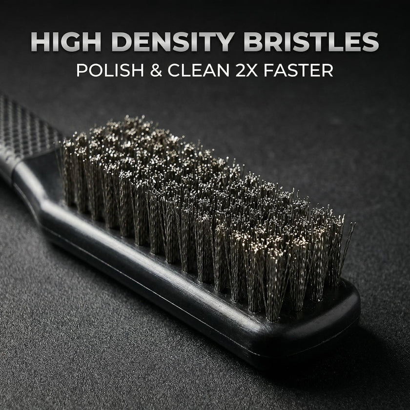 Professional Wenwan Walnut Wire Brush Set — Soft 304 Steel Polishing Brush & Single‑Row Hard Steel Cleaning Brush