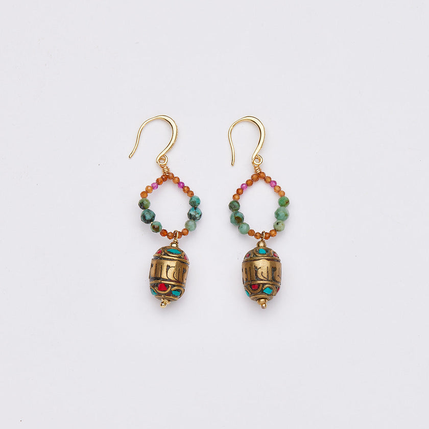 lucky Energy Tibetan Turquoise Earrings