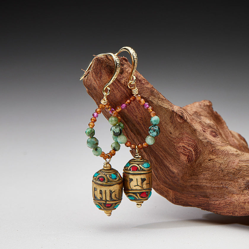 lucky Energy Tibetan Turquoise Earrings