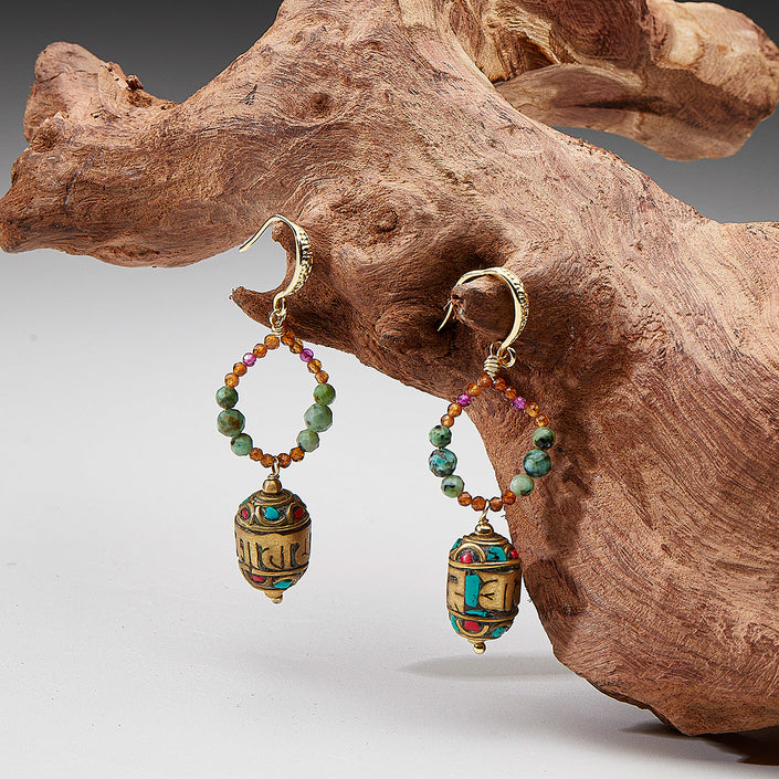 lucky Energy Tibetan Turquoise Earrings