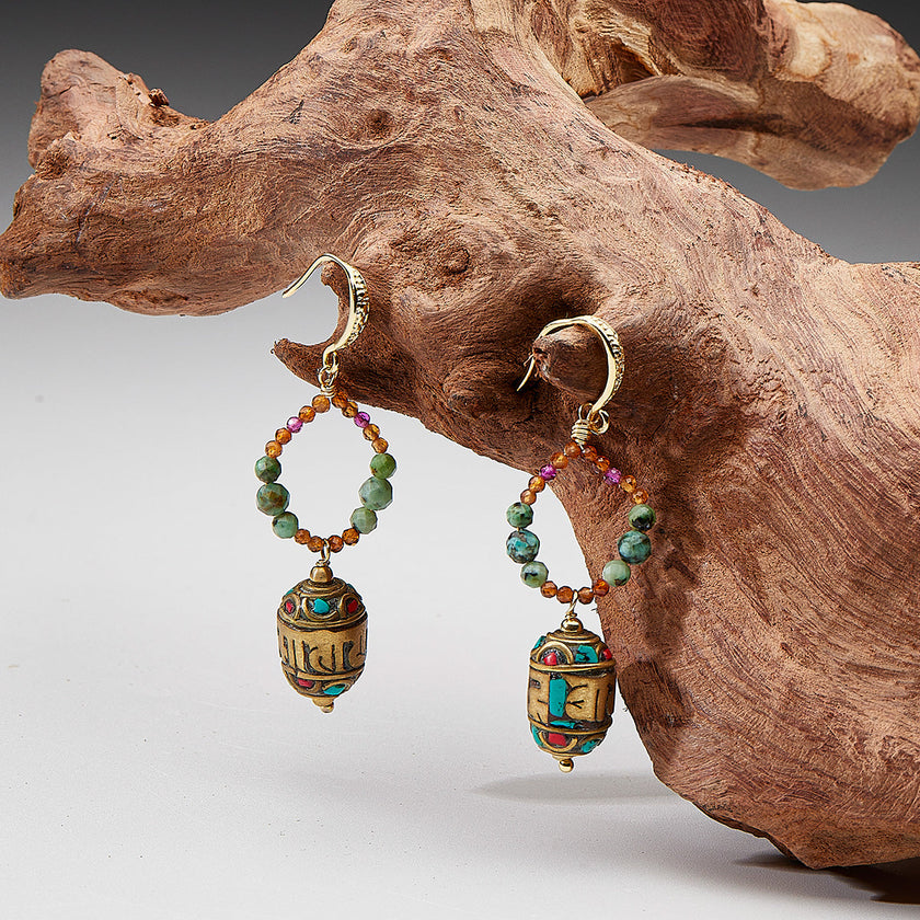 lucky Energy Tibetan Turquoise Earrings