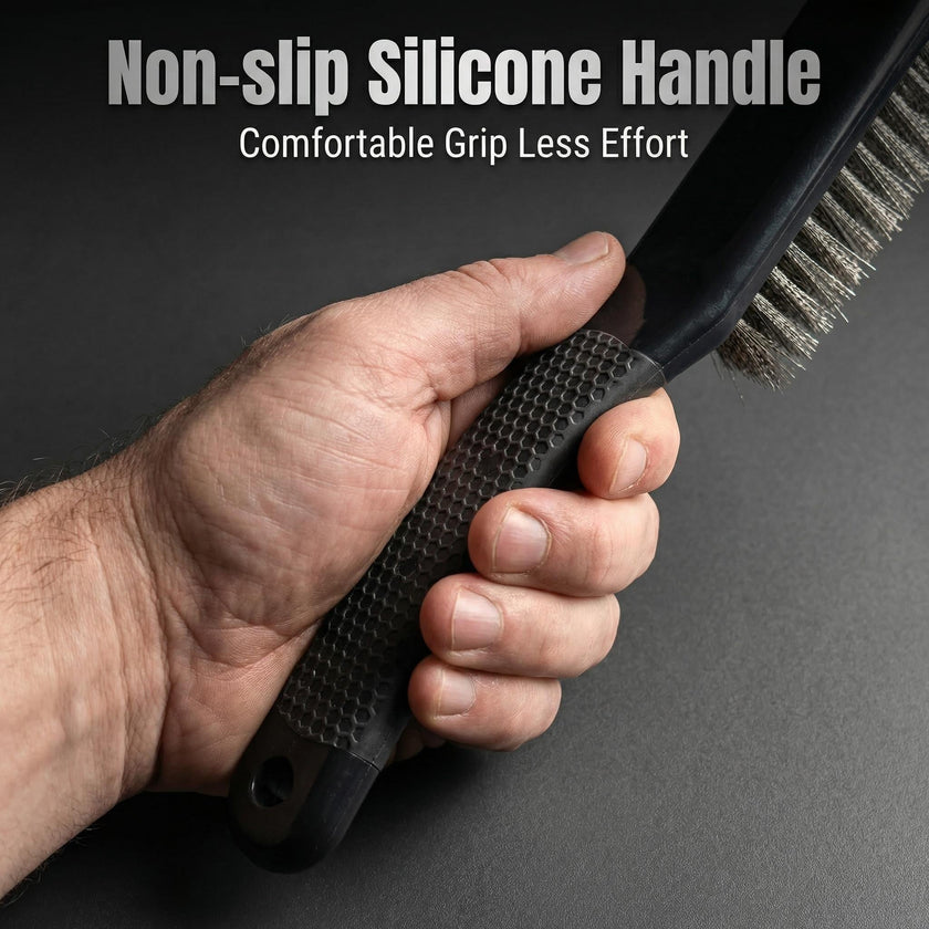 Professional Wenwan Walnut Wire Brush Set — Soft 304 Steel Polishing Brush & Single‑Row Hard Steel Cleaning Brush