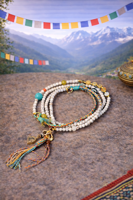 Star Moon Bodhi Seed Turquoise Boho Tibetan Mala Necklace