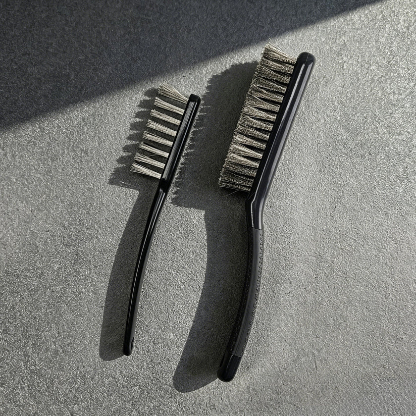 Professional Wenwan Walnut Wire Brush Set — Soft 304 Steel Polishing Brush & Single‑Row Hard Steel Cleaning Brush
