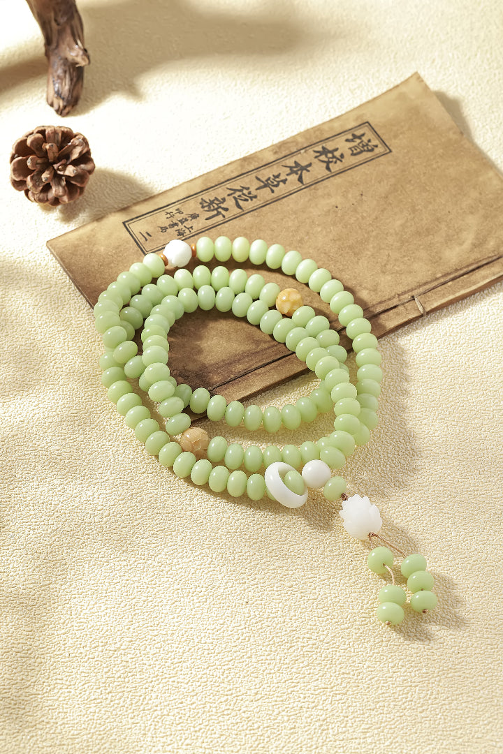 Quiet Path 108 Fidget — White Bodhi Root Mala for Meditation & Nurture