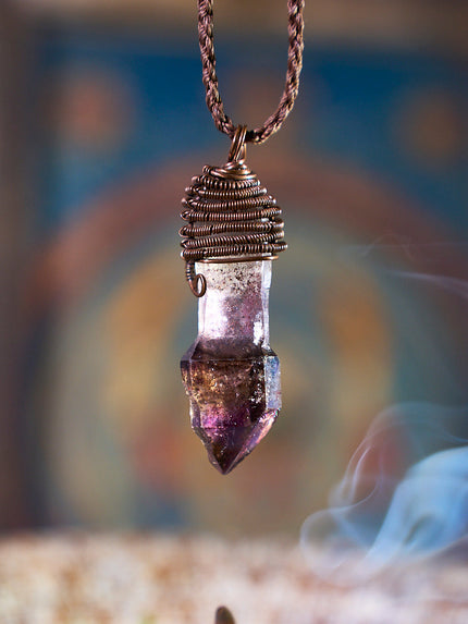 Copper Capped Amethyst Point Pendant Necklace