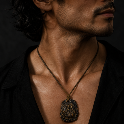 Thokcha Bronze Pendant with Gemstone Cord