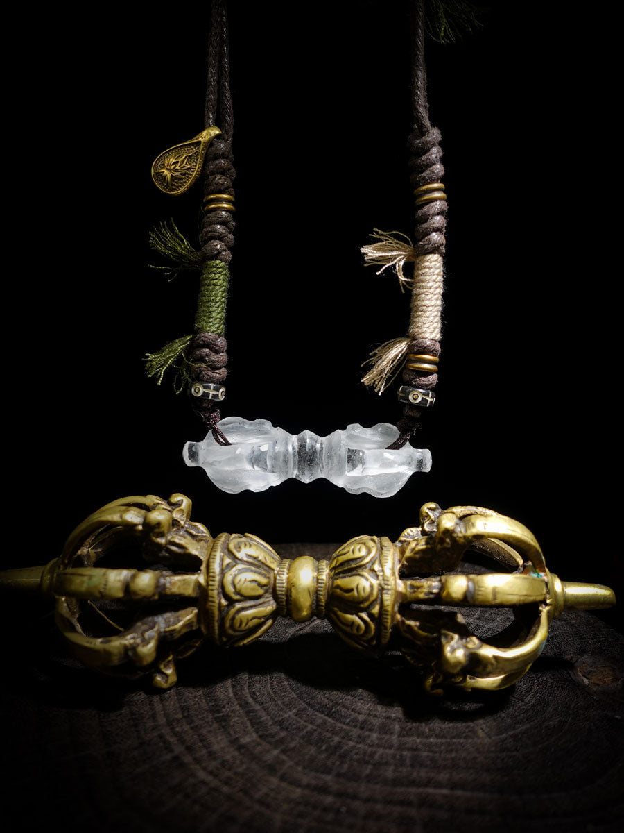 Protection Balance Necklace | Clear Quartz Four-Pronged Vajra