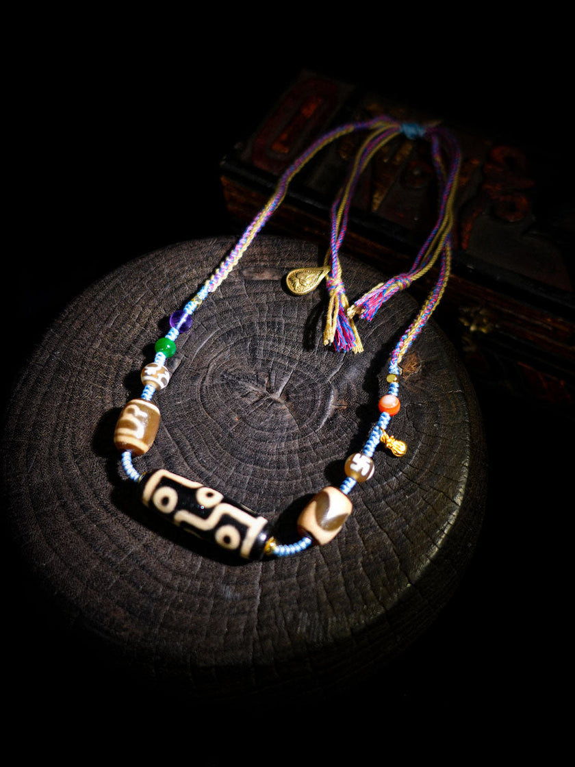 Fortune Nine-Eyed Dzi Necklace