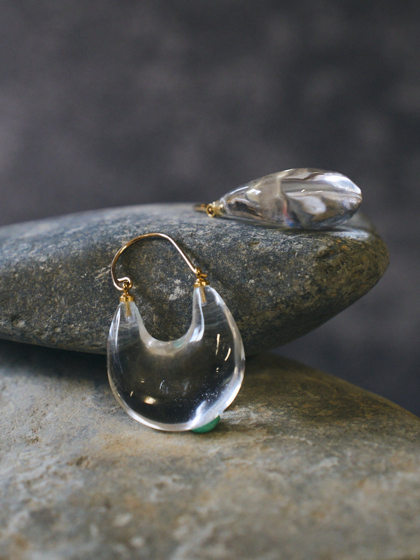 Clear Quartz Disc Drop Sterling Silver Earrings
