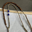 Wire Wrapped Clear Quartz Lapis Lazuli Wood Bead Necklace