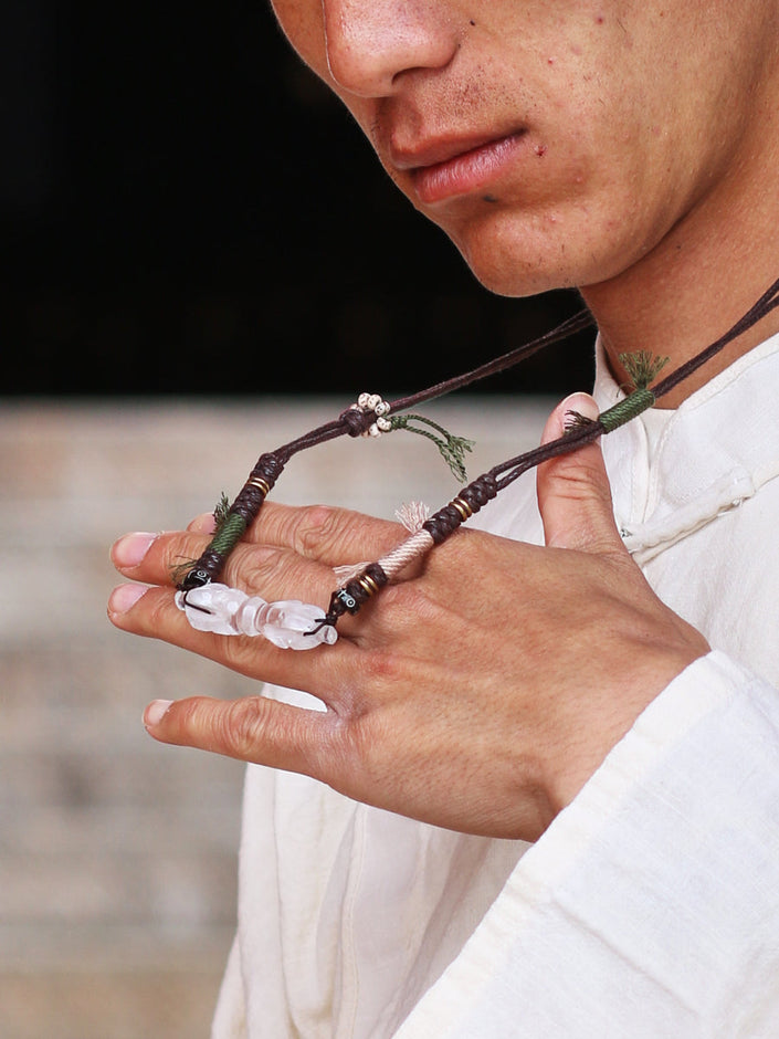 Protection Balance Necklace | Clear Quartz Four-Pronged Vajra