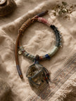 Pure Lotus Raw Crystal Yak Leather Five Elements Tibetan Bracelet