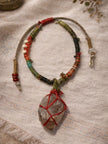 Pure Lotus Raw Crystal Yak Leather Five Elements Tibetan Bracelet