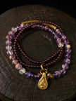 Spiritual Harmony Amethyst Ghost and Garnet Bracelet with Copper
