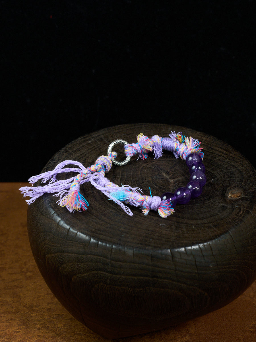 Violet Serenity Amethyst Antique Silver Tibetan Five-Color Cord Bracelet