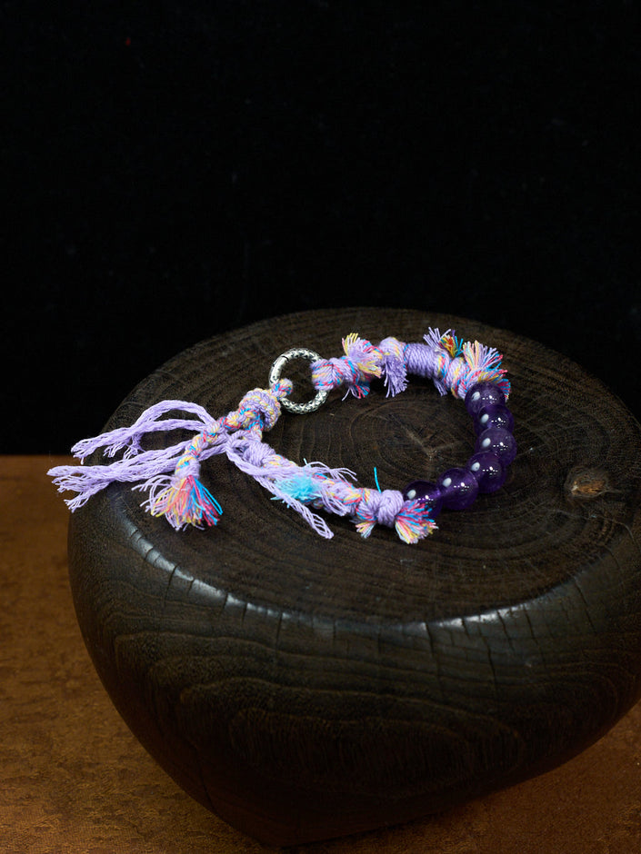 Violet Serenity Amethyst Antique Silver Tibetan Five-Color Cord Bracelet