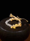 Lucky Bloom Clear Quartz Antique Silver Tibetan Five-Color Cord Bracelet