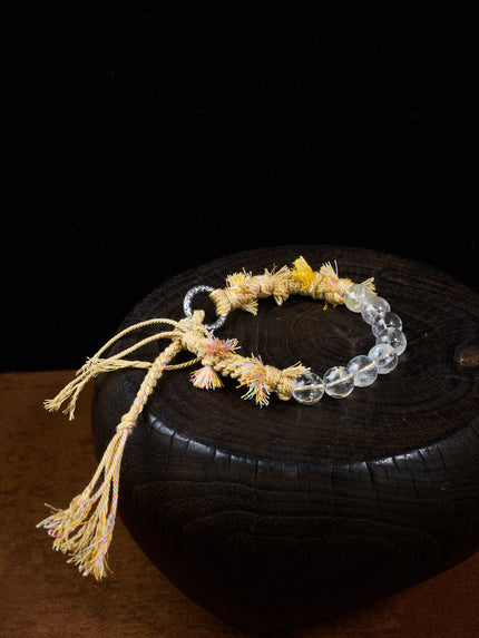 Lucky Bloom Clear Quartz Antique Silver Tibetan Five-Color Cord Bracelet