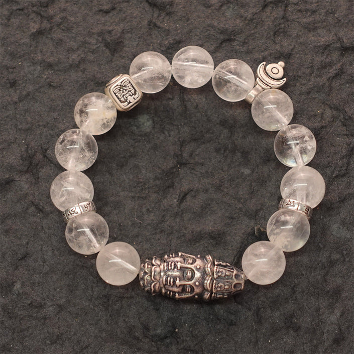 Purity & Wealth Tibetan Clear Quartz Silver Zakhiram Bracelet