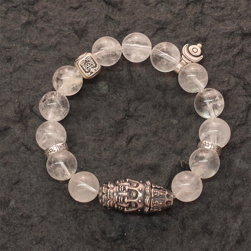 Purity & Wealth Tibetan Clear Quartz Silver Zakhiram Bracelet
