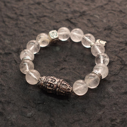 Purity & Wealth Tibetan Clear Quartz Silver Zakhiram Bracelet